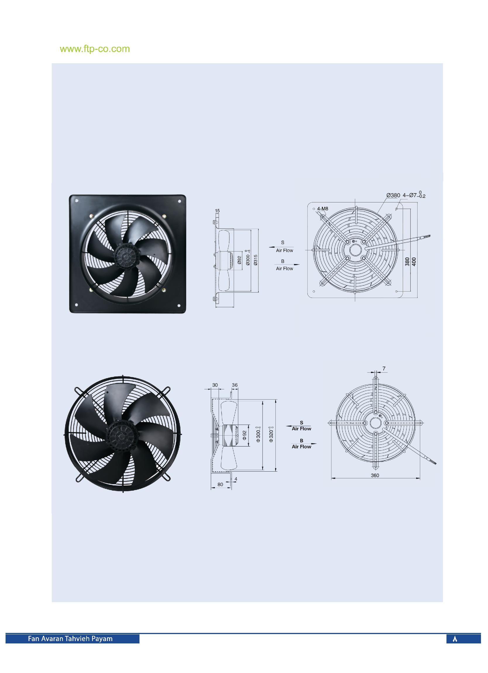 هواکش آکسیال پروانه فلزی ۳۰ سانت ۱۳۸۰ دور تکفاز زیلابگ - Image 3